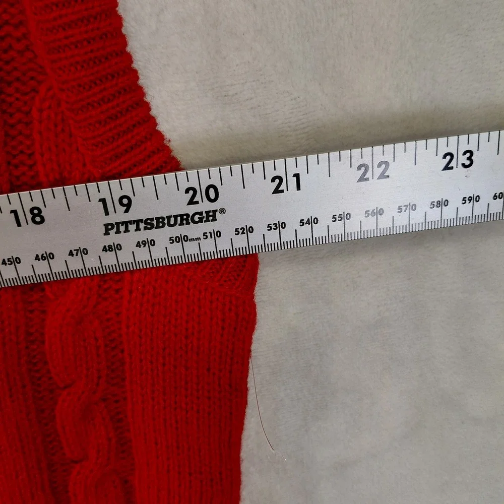 Vintage Jantzen Mens Red Cable Knit V-Neck Sweater Vest Made in USA Size M